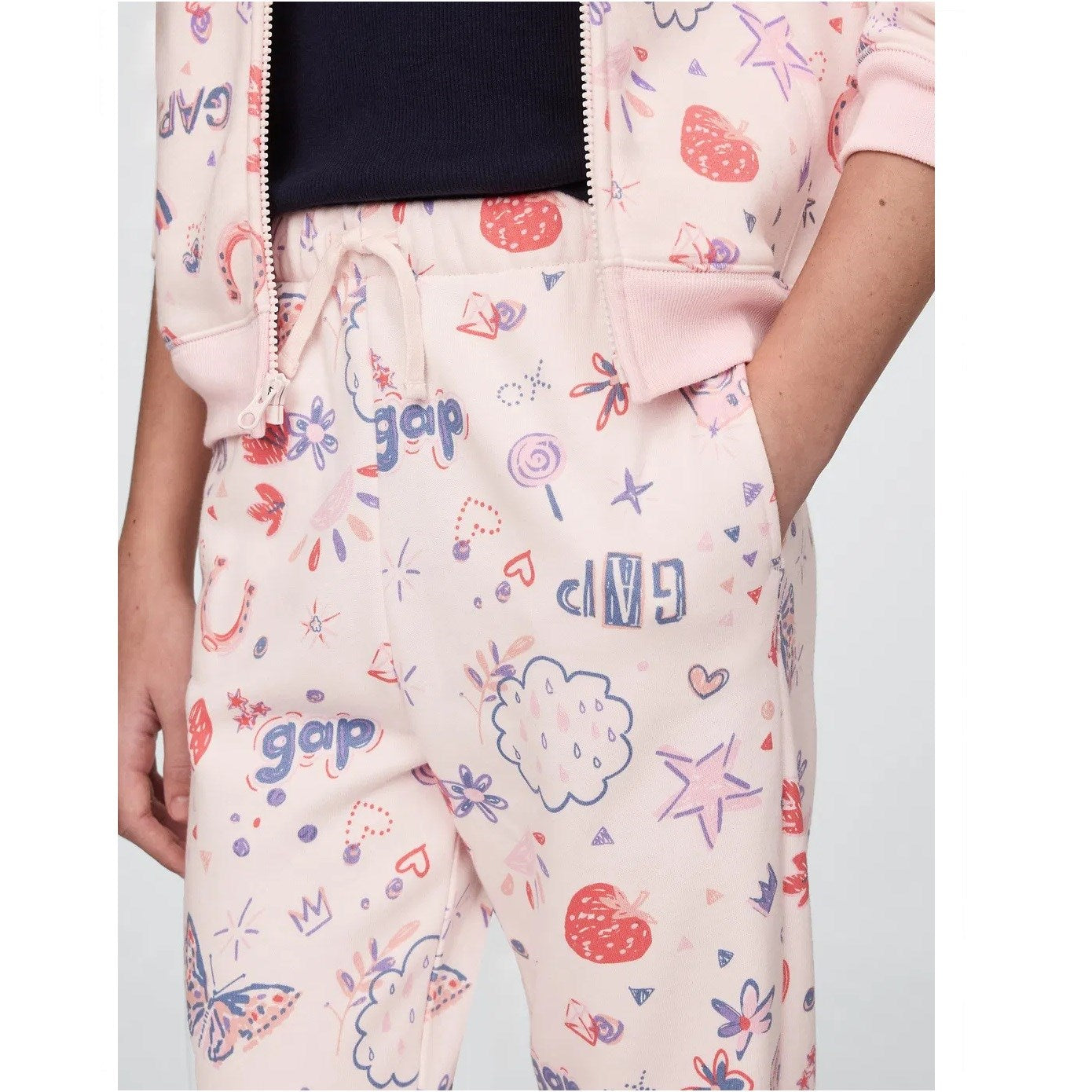 GAP Kız Çocuk Fransız Havlu Kumaş Jogger Eşofman Altı Pembe