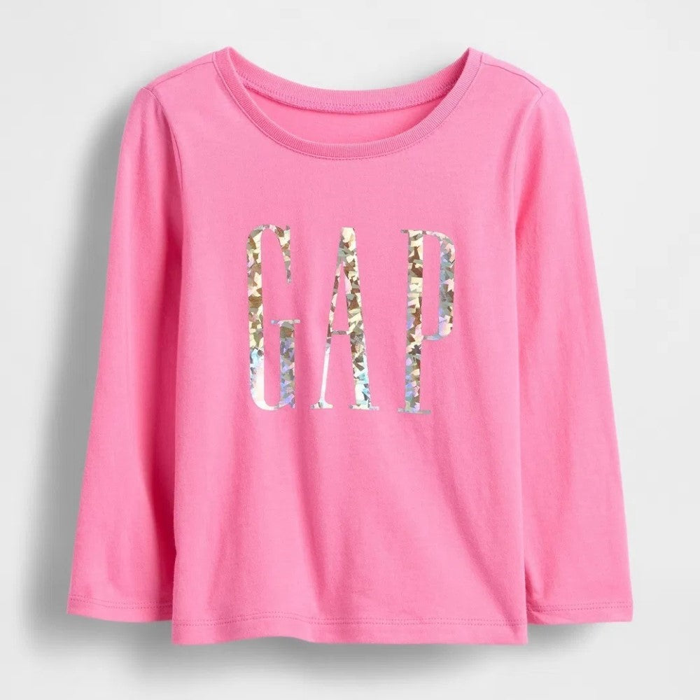 GAP Kız Çocuk Logolu Uzun Kol T-Shirt Pembe