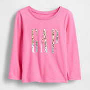 GAP Kız Çocuk Logolu Uzun Kol T-Shirt Pembe