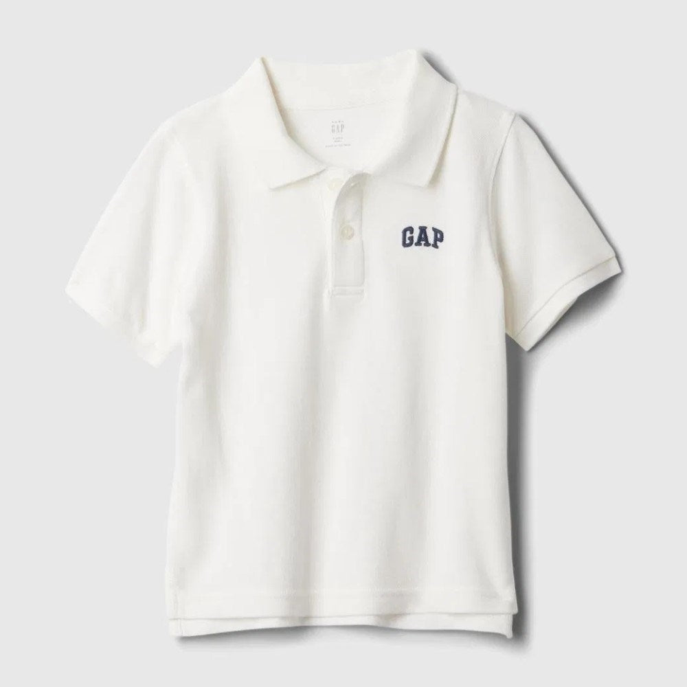 GAP Logolu Erkek Bebek Polo Yaka Kısa Kol T-shirt Ekru