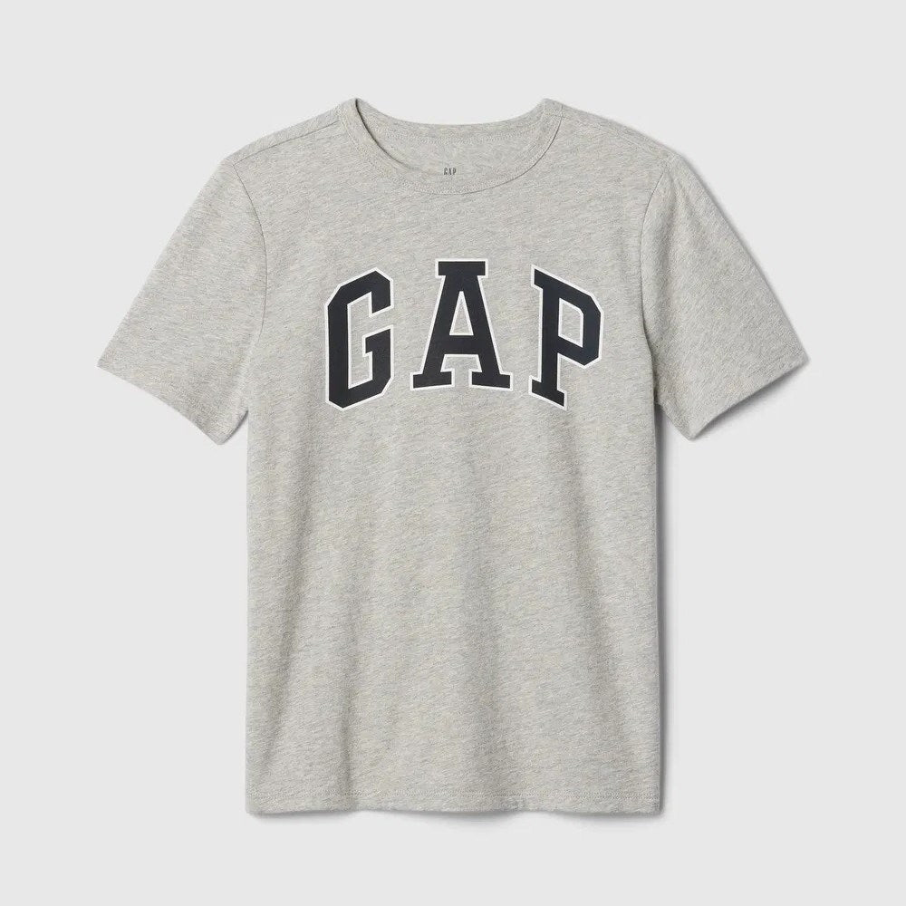 GAP Logolu Erkek Çocuk Kısa Kol T-shirt Gri