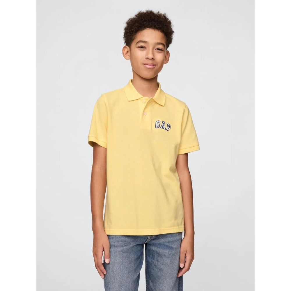 GAP Logolu Erkek Çocuk Pique Polo Yaka Kısa Kol T-shirt Sarı