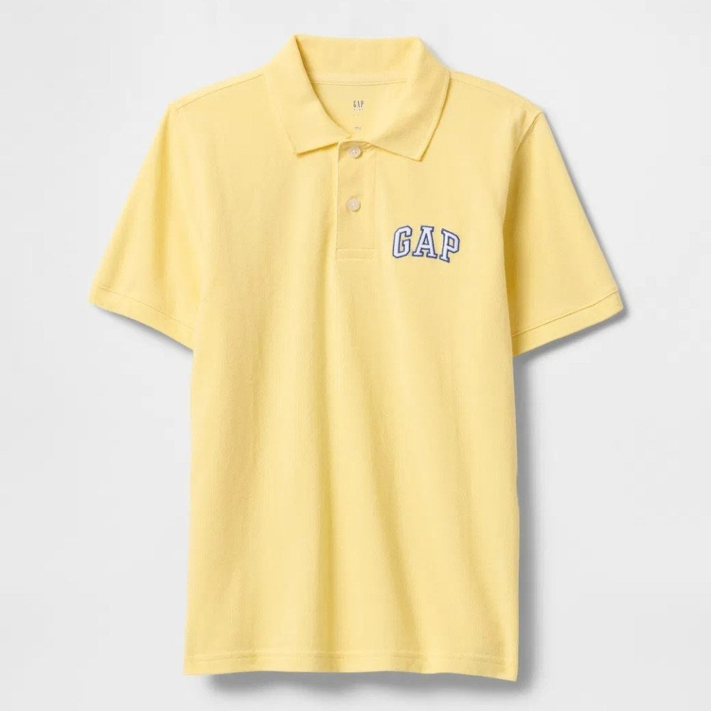 GAP Logolu Erkek Çocuk Pique Polo Yaka Kısa Kol T-shirt Sarı