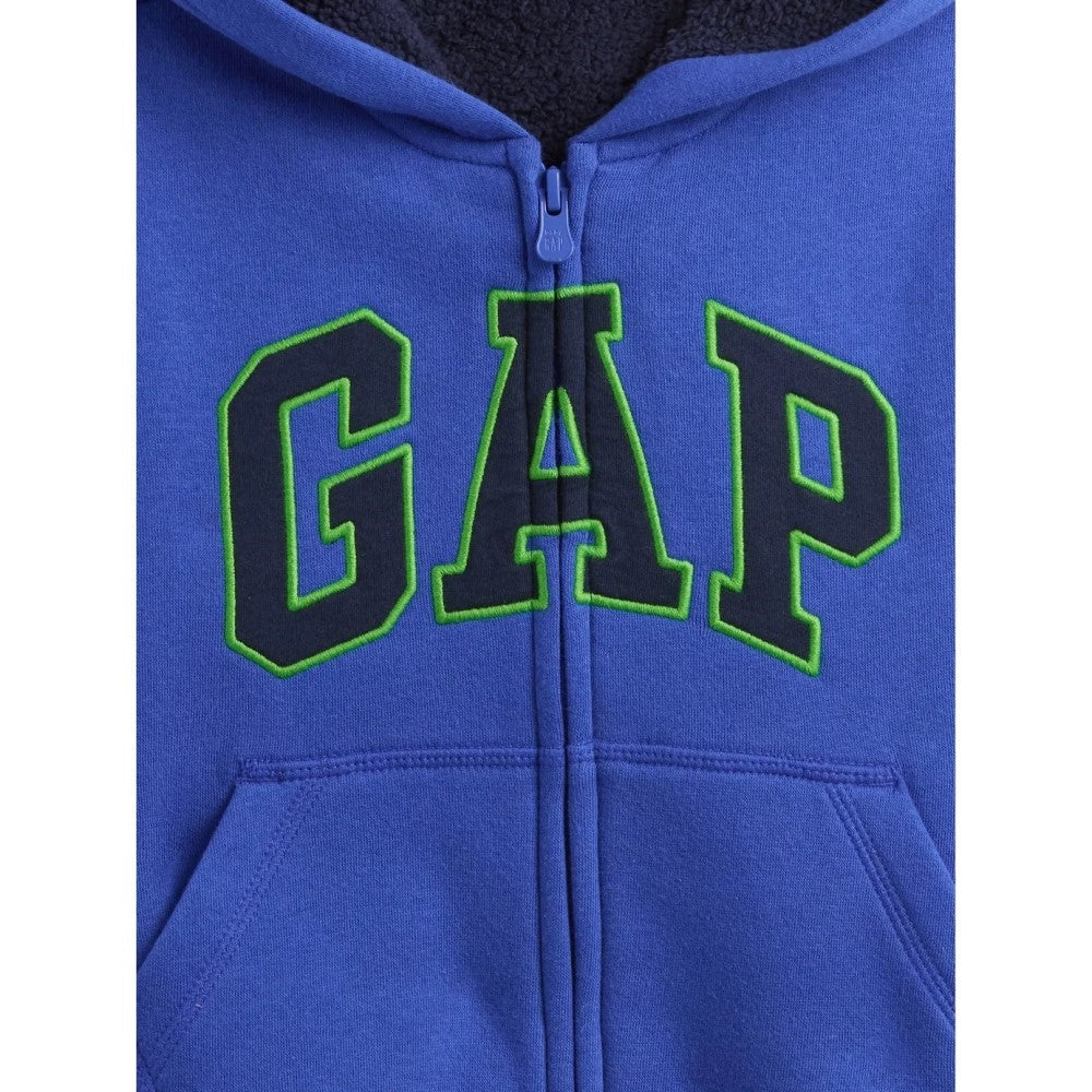 GAP Logolu Erkek Çocuk Şardonlu Fermuarlı S-shirt Ceket Mavi