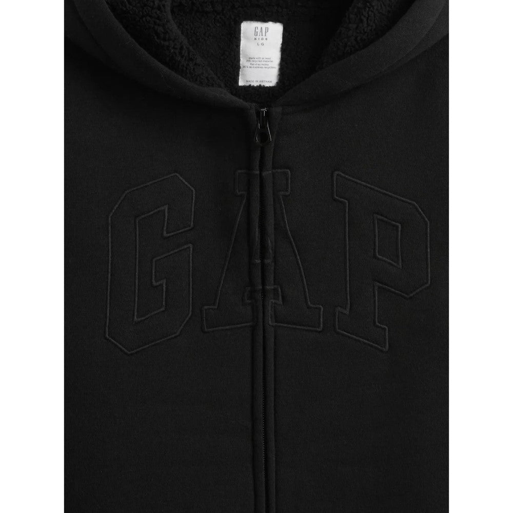GAP Logolu Erkek Çocuk Şardonlu Fermuarlı S-shirt Ceket Siyah