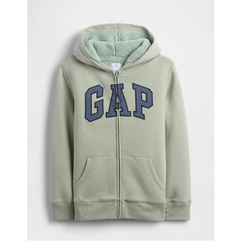 GAP Logolu Erkek Çocuk Şardonlu Fermuarlı S-shirt Ceket Yeşil