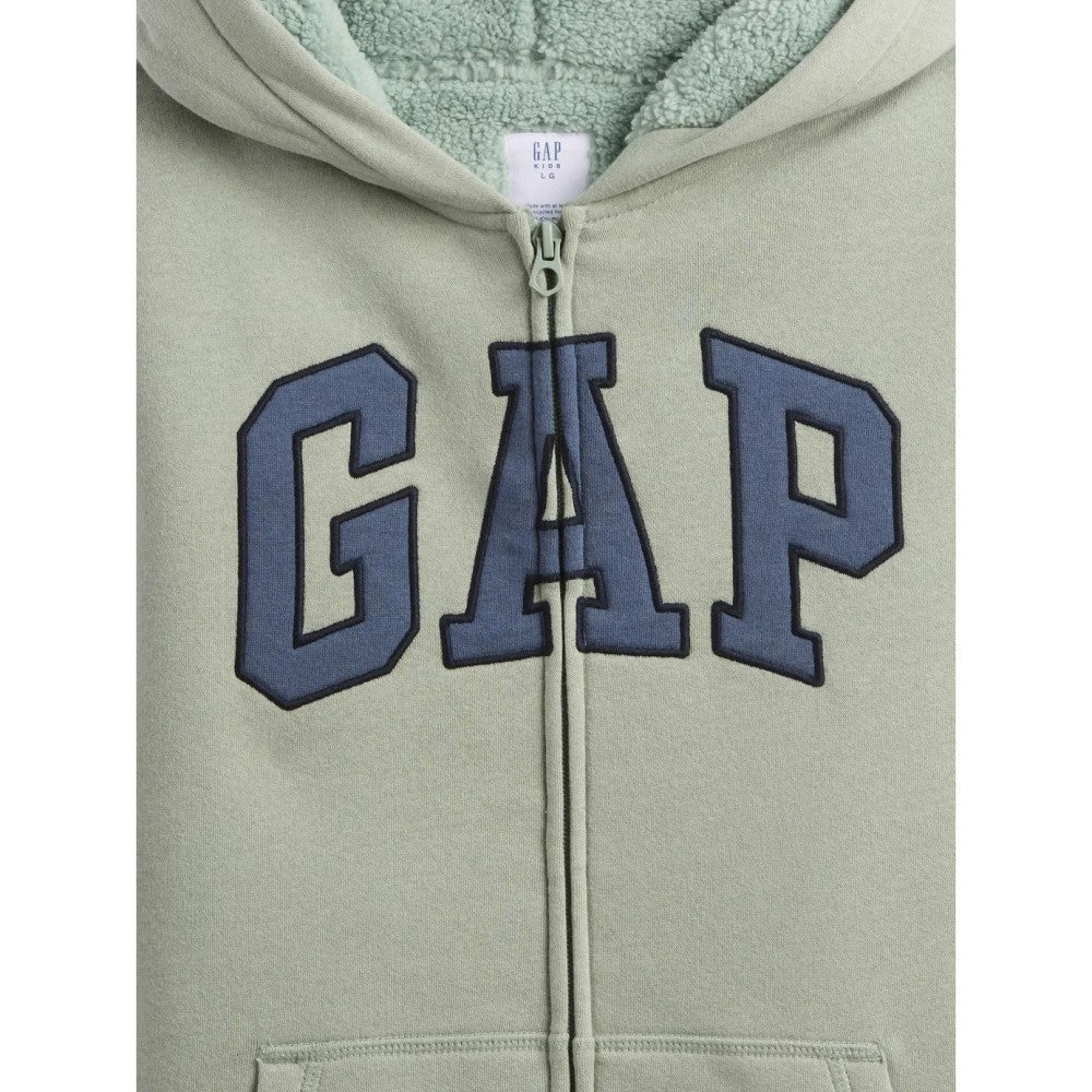 GAP Logolu Erkek Çocuk Şardonlu Fermuarlı S-shirt Ceket Yeşil