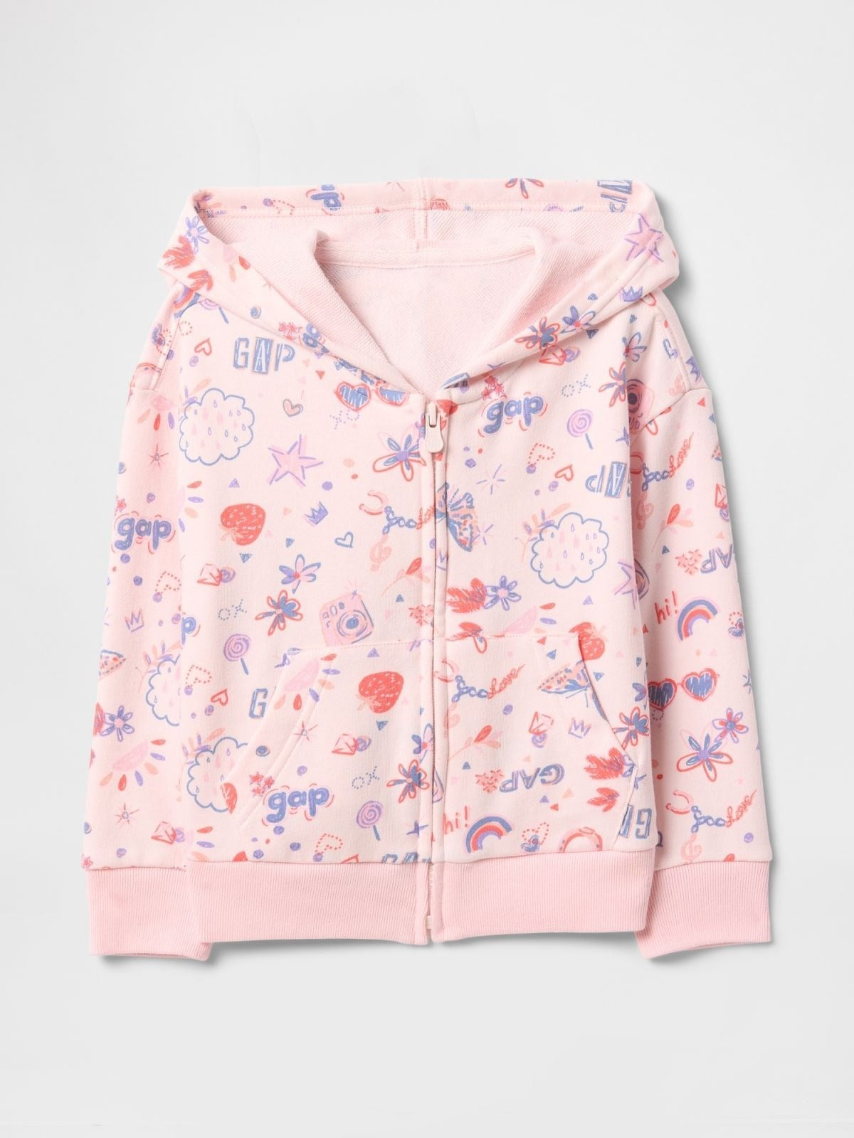 GAP Logolu Kız Bebek Relaxed Fermuarlı S-Shirt Ceket Pembe