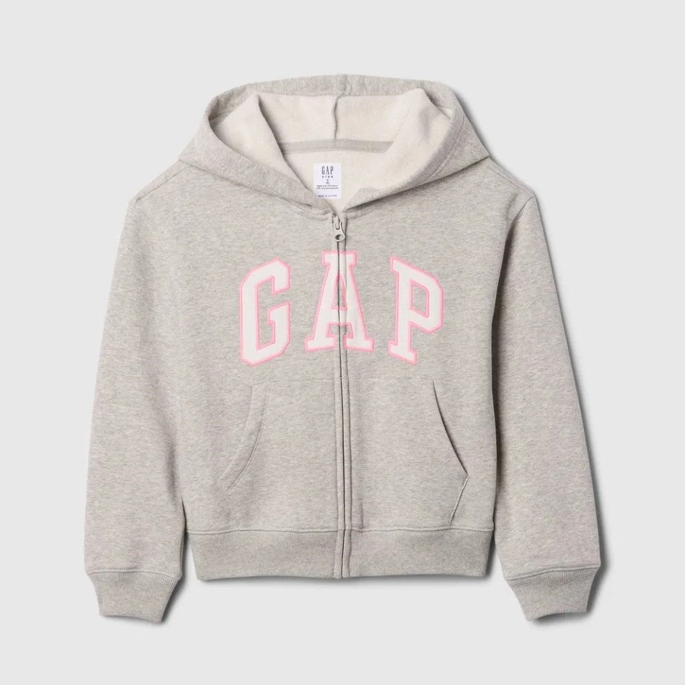 GAP Logolu Kız Çocuk Fermuarlı S-shirt Ceket Gri