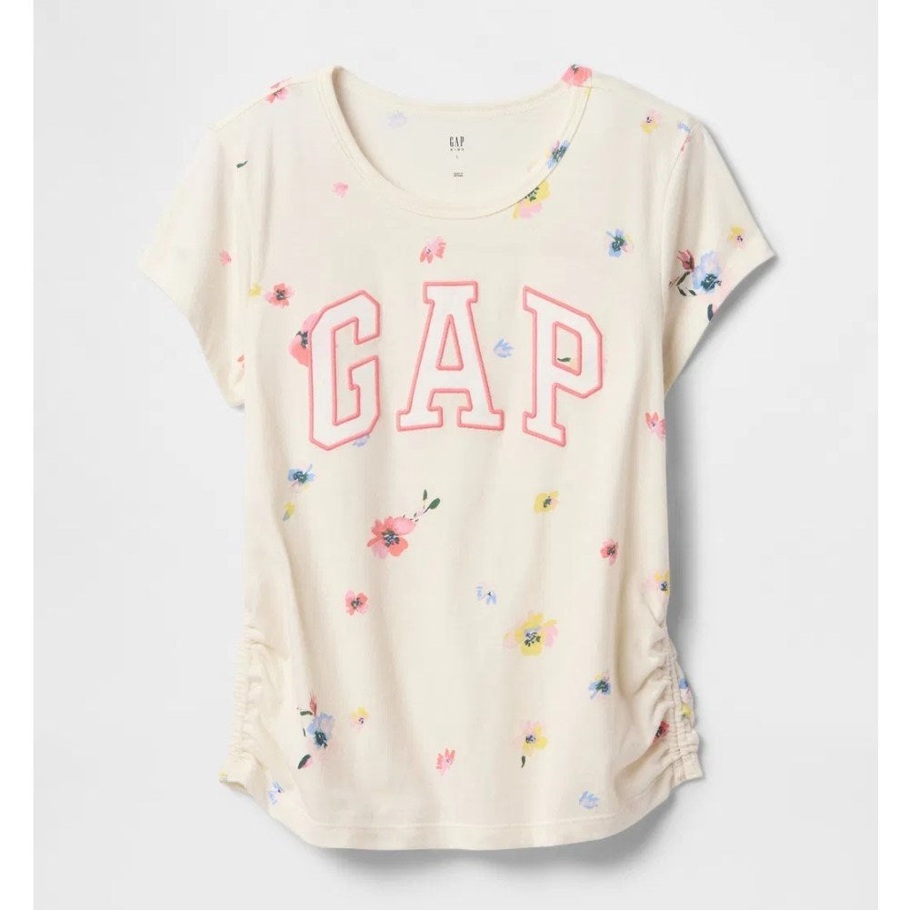 GAP Logolu Kız Çocuk Kısa Kol T-shirt Ekru