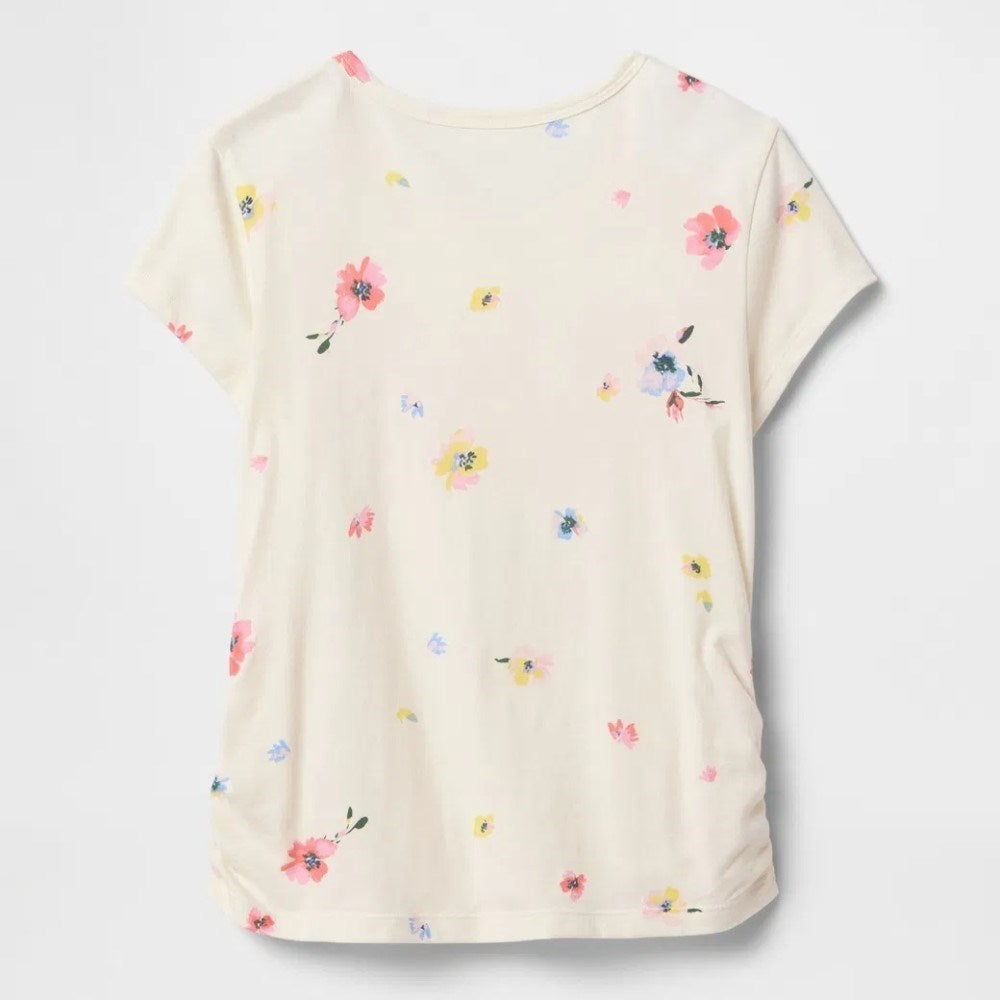 GAP Logolu Kız Çocuk Kısa Kol T-shirt Ekru