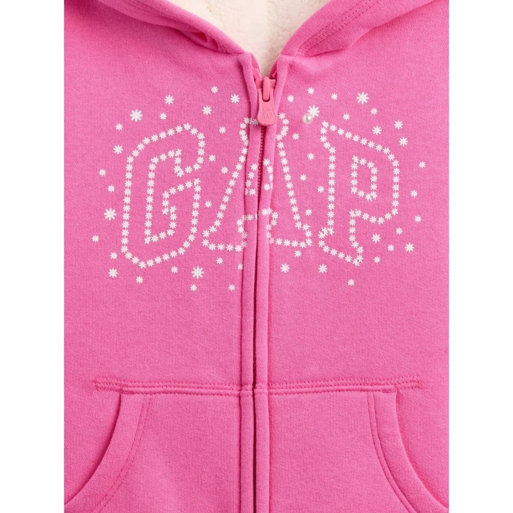 GAP Logolu Kız Çocuk Şardonlu Fermuarlı S-shirt Ceket Pembe