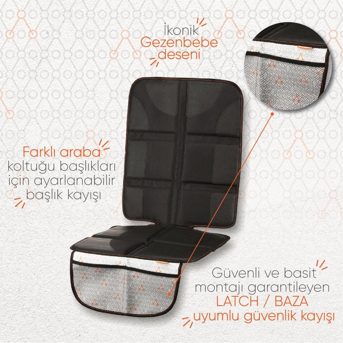 Gezenbebe Kalın Pedli Araba Koltuk Koruyucu