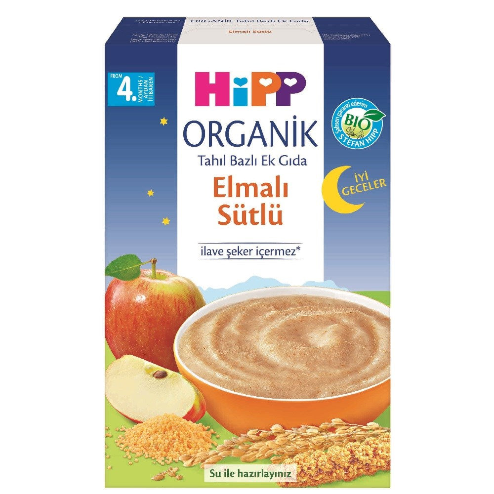 Hipp Organik İyi Geceler Elmalı Sütlü Tahıl Bazlı Ek Gıda 250 gr STD