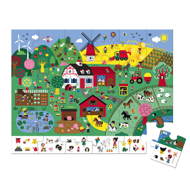 Janod 24 Parça Çantalı Puzzle ve Bulmaca Çiftlik
