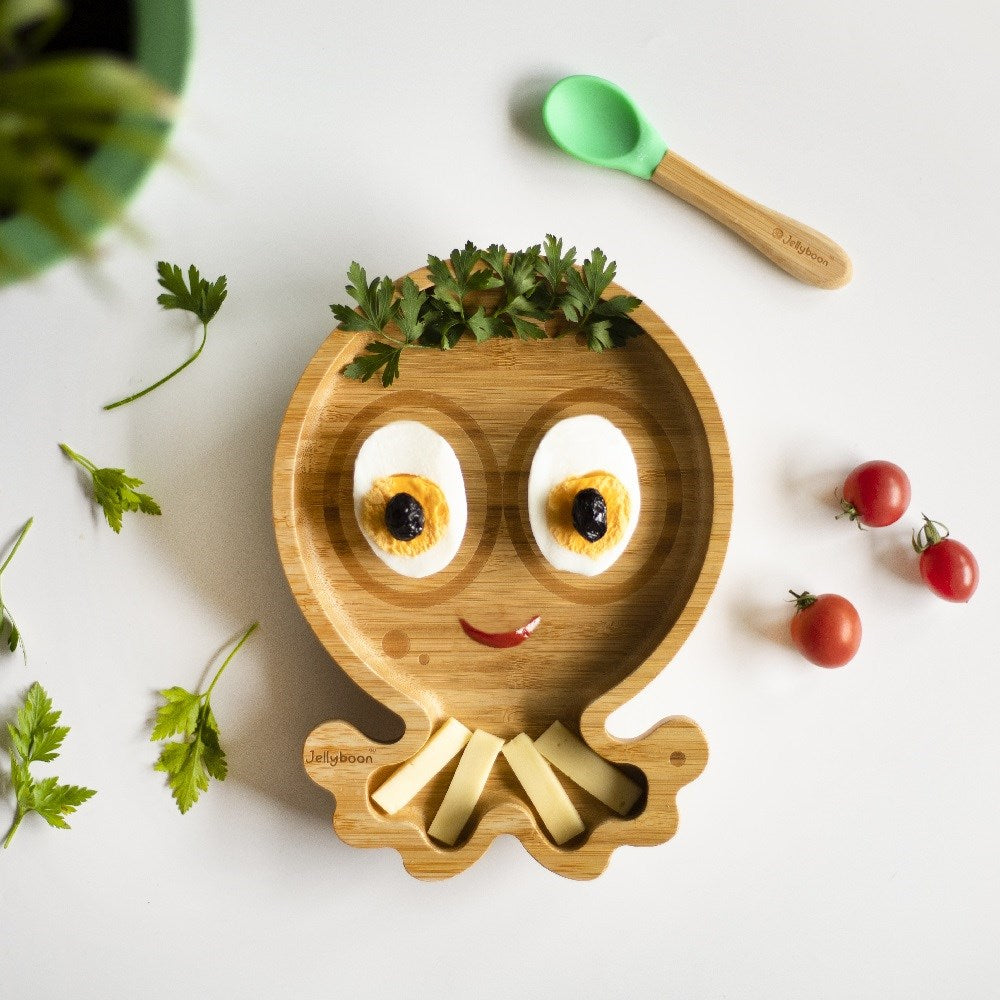 Jellyboon Bambu Ahtapot Vakumlu Tabak - Mavi