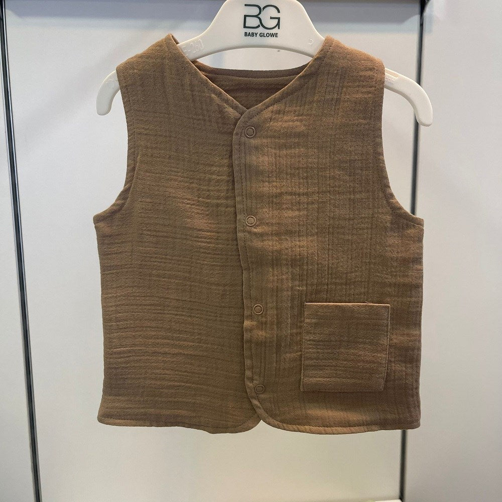 Joys Polo Bebek Müslin Yelek Kahverengi