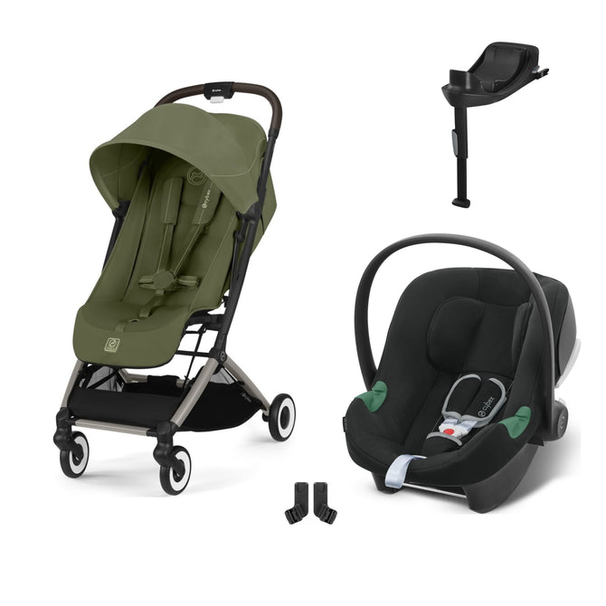 Cybex Orfeo Travel Sistem | Taupe Moss Green & Aton B2 Bazalı Volcano Black