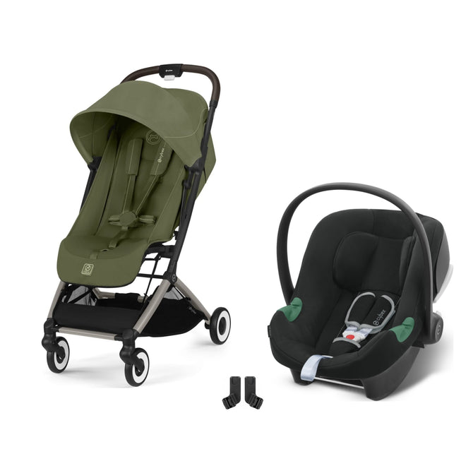 Cybex Orfeo Travel Sistem | Taupe Moss Green & Aton Volcano Black