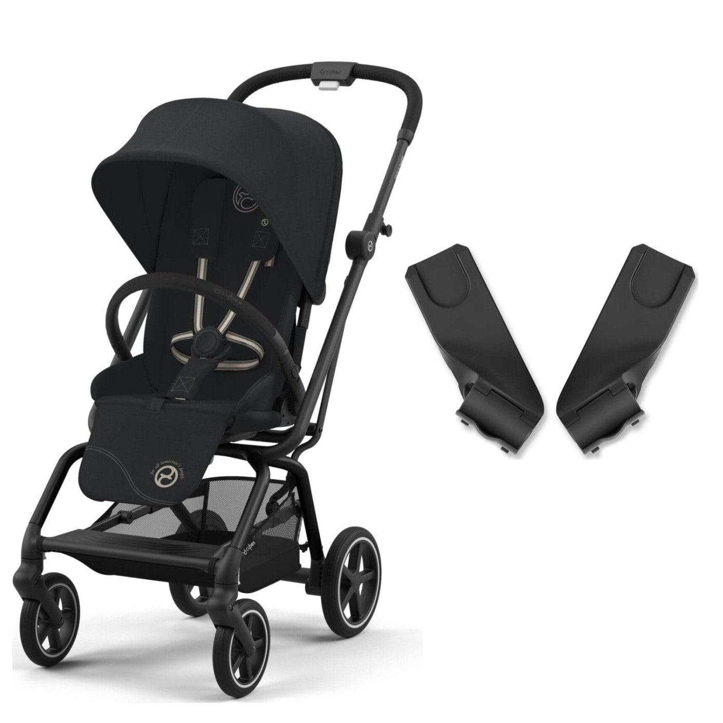 Cybex Eezy S Twist2 Kabin Boy 360 Derece Dönen Bebek Arabası Black Magic Black + Adaptör