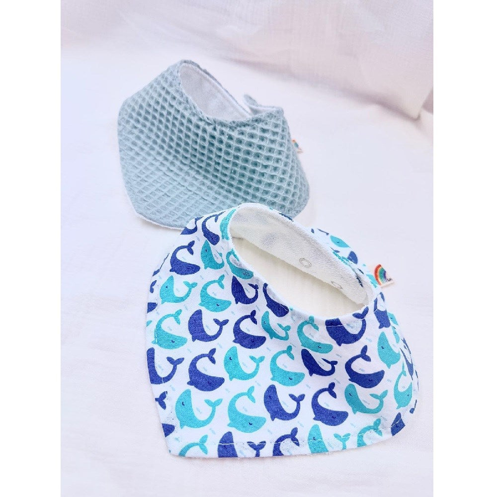 Le Petit Dodo Su Geçirmez Mama Önlük 2'li Set Green- Renkli Balıklar