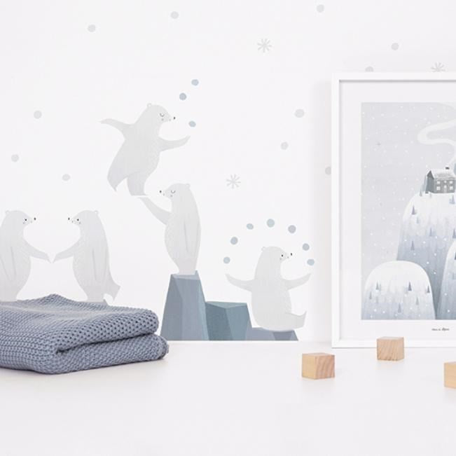 Lilipinso Bebek Odası Çıkartma Buzdağı ve 3 Ayı 30x42 cm STD