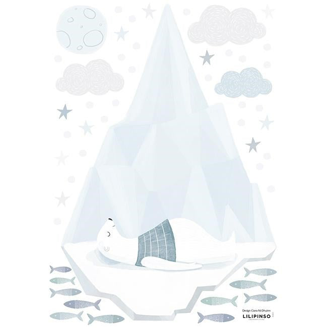 Lilipinso Bebek Odası Çıkartma Buzdağında Uyuyan Ayı 30x42 cm STD