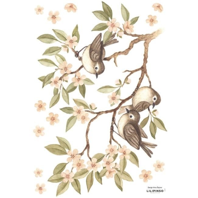 Lilipinso Bebek Odası Çıkartmalar Daldaki Serçeler 30x42 cm STD