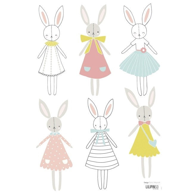Lilipinso Bebek Odası Çıkartmalar Tavşan Kız 30x42 cm STD