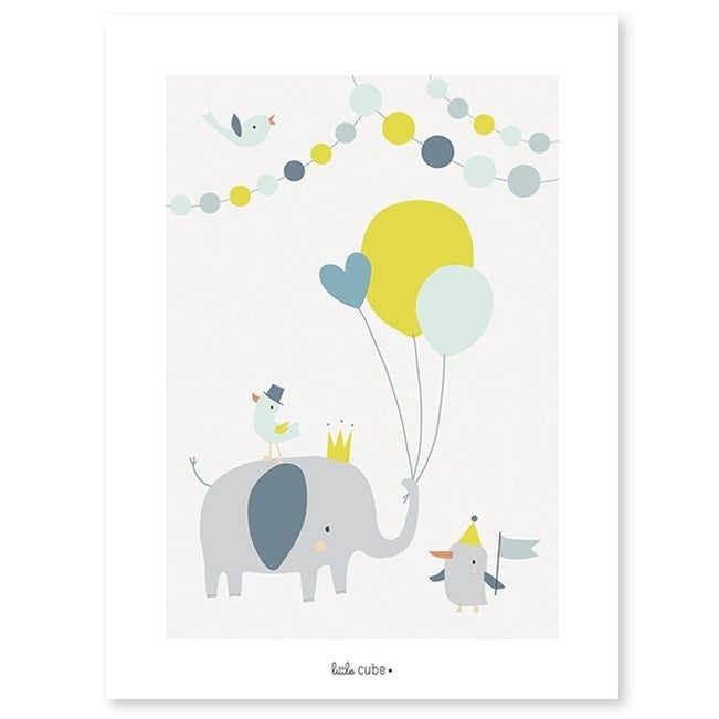 Lilipinso Bebek Odası Poster 30x40 cm Fil Ve Balonlar STD