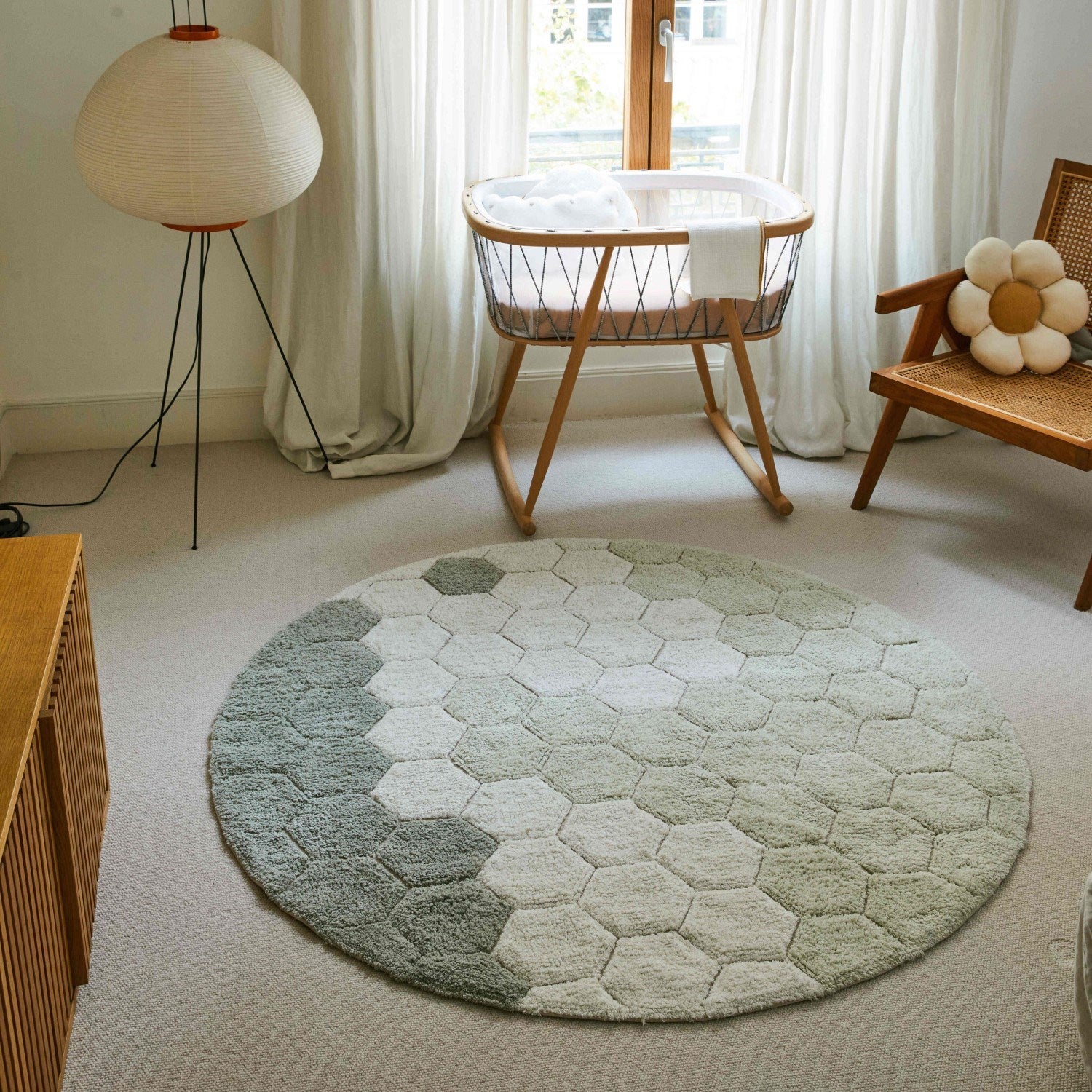 Lorena Canals Halı - Round Honeycomb Blue Sage 140 cm