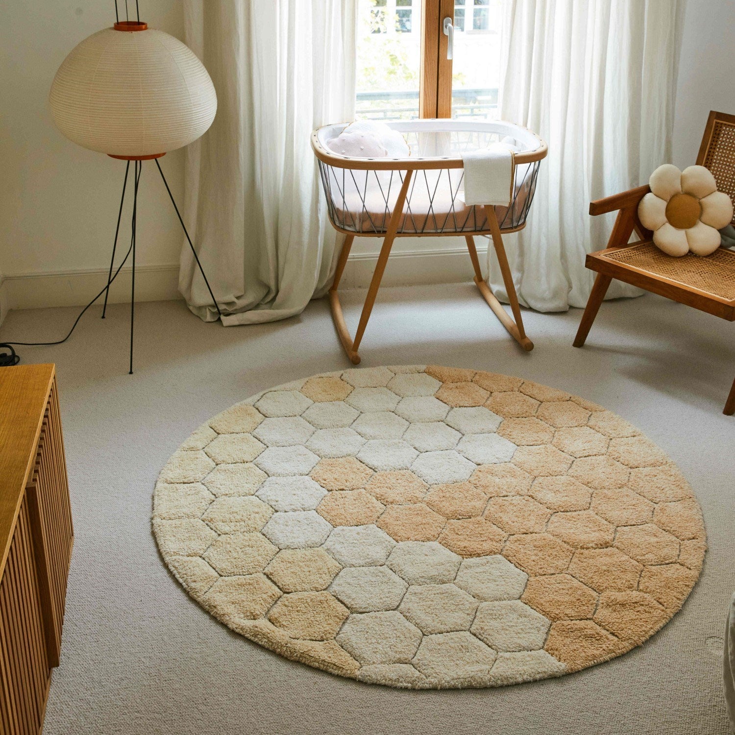 Lorena Canals Halı - Round Honeycomb Golden 140 cm
