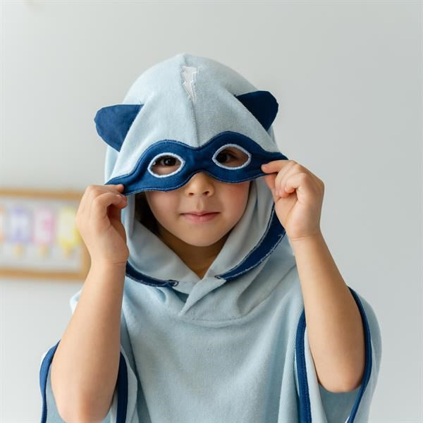 Mama Yoyo 3D Maske Nakışlı İnce Havlu Panço Açık Mavi
