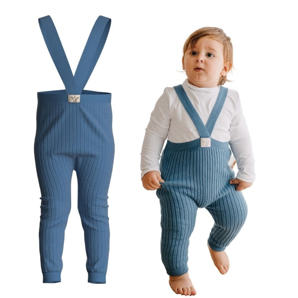Mama Yoyo Askılı Triko Bebek Taytı Indigo