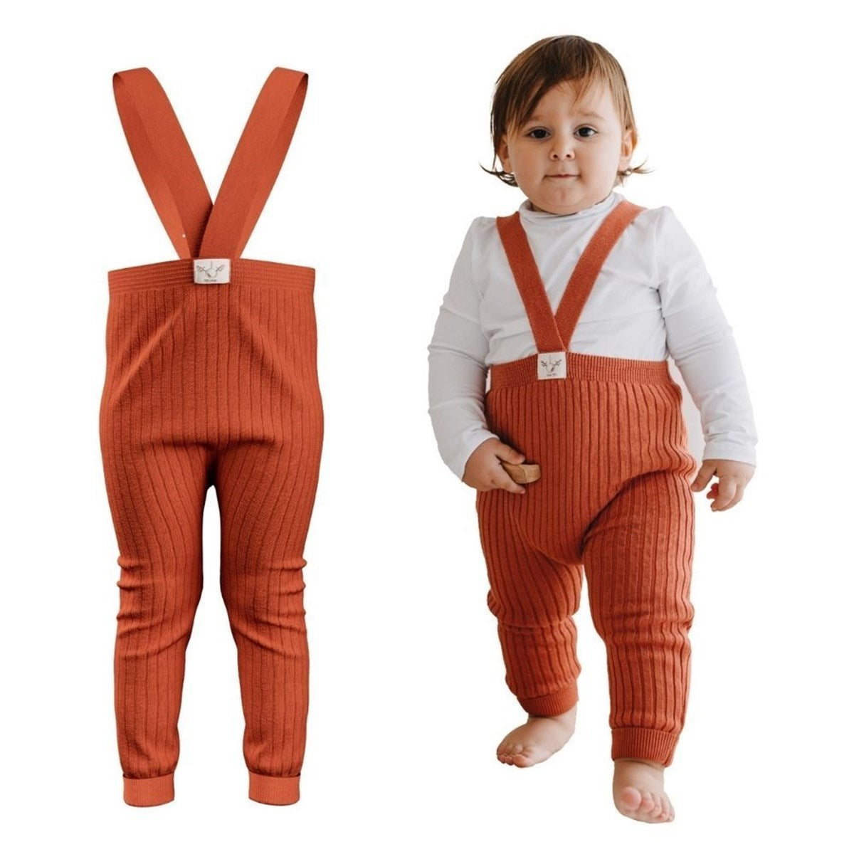 Mama Yoyo Askılı Triko Bebek Taytı Kiremit