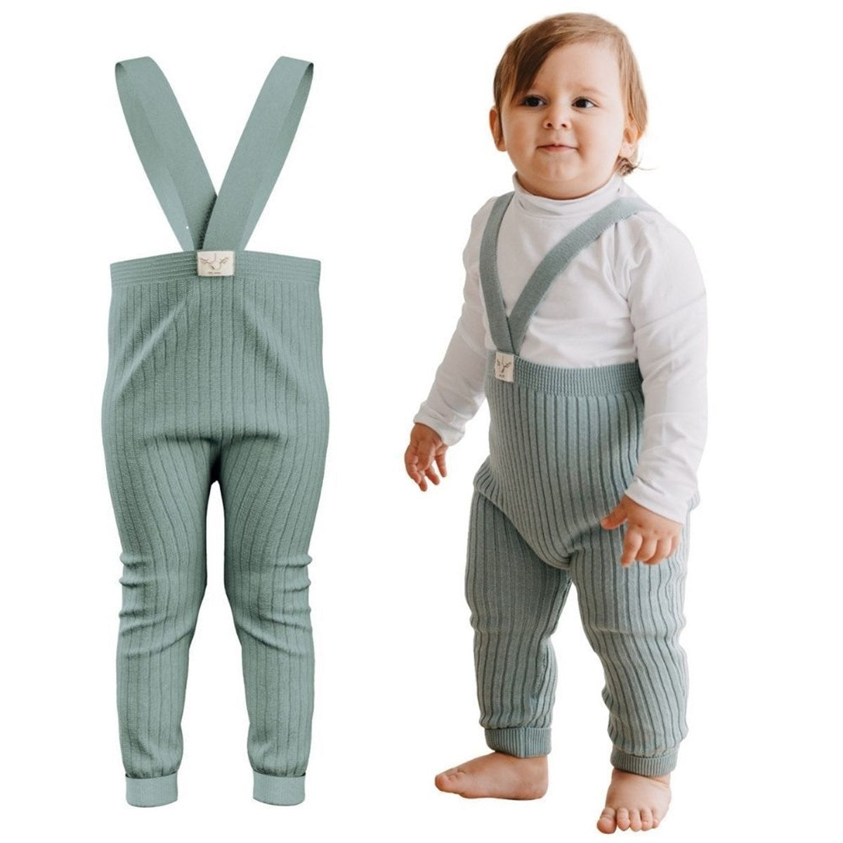 Mama Yoyo Askılı Triko Bebek Taytı Mint