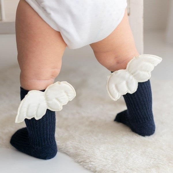 Mama Yoyo Nou Nou Lacivert Kız Bebek Melek Kanatlı Dizaltı Çorap Lacivert