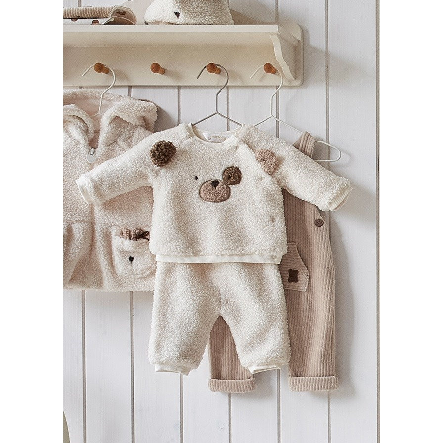 Mayoral Kışlık Erkek Bebek Kürklü Eşofman Set Ekru
