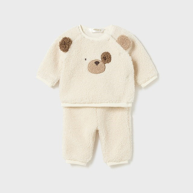 Mayoral Kışlık Erkek Bebek Kürklü Eşofman Set Ekru