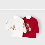 Mayoral Kışlık Erkek Bebek Uzun Kol S-shirt 2'li Set Kırmızı