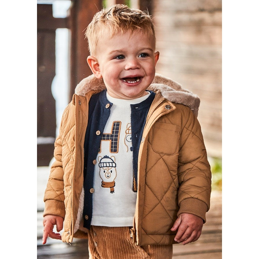 Mayoral Kışlık Erkek Bebek Uzun Kol T-shirt Ekru