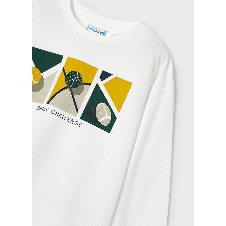 Mayoral Kışlık Erkek Uzun Kol T-shirt Ekru