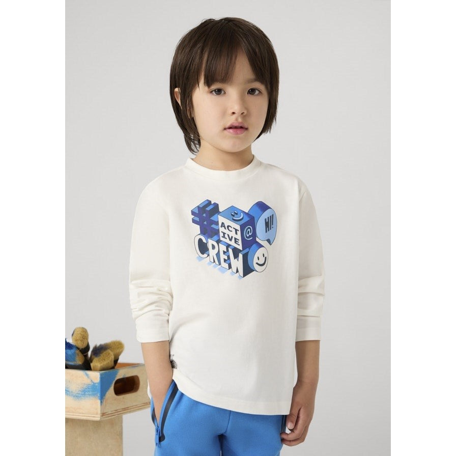 Mayoral Kışlık Erkek Uzun Kol T-shirt Ekru