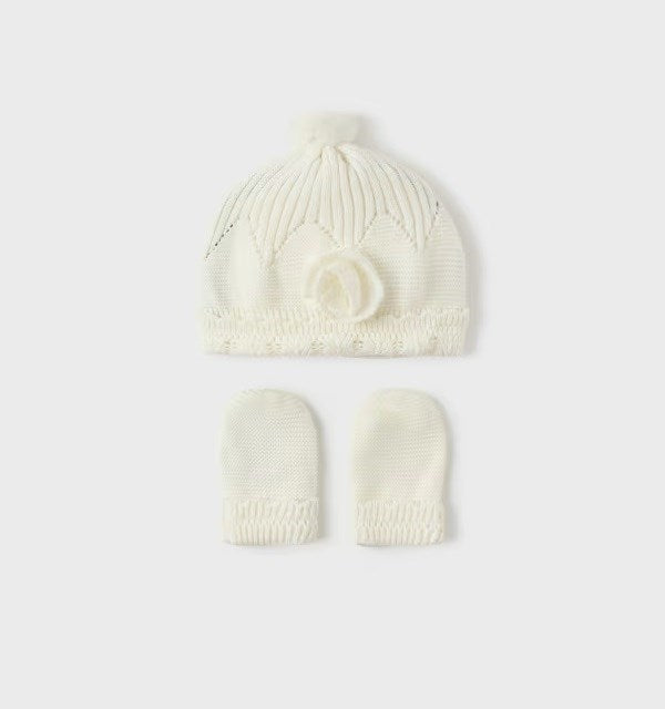 Mayoral Kışlık Kız Bebek Bere Eldiven Set Bej