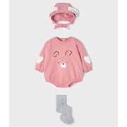 Mayoral Kışlık Kız Bebek Body Şapka ve Külotlu Çorap 3'lü Set Pembe