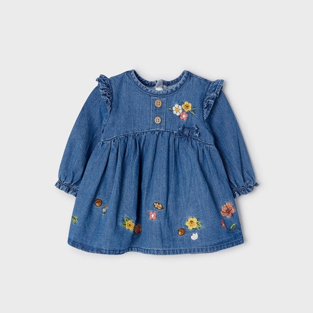 Mayoral Kışlık Kız Bebek Denim Elbise Denim