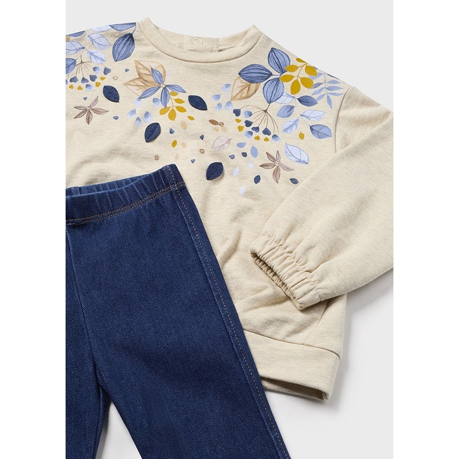 Mayoral Kışlık Kız Bebek S-shirt Tayt Pantolon 2'li Set Bej