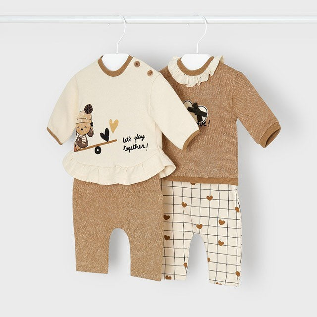 Mayoral Kışlık Kız Bebek Eşofman 4'lü Set Kahverengi