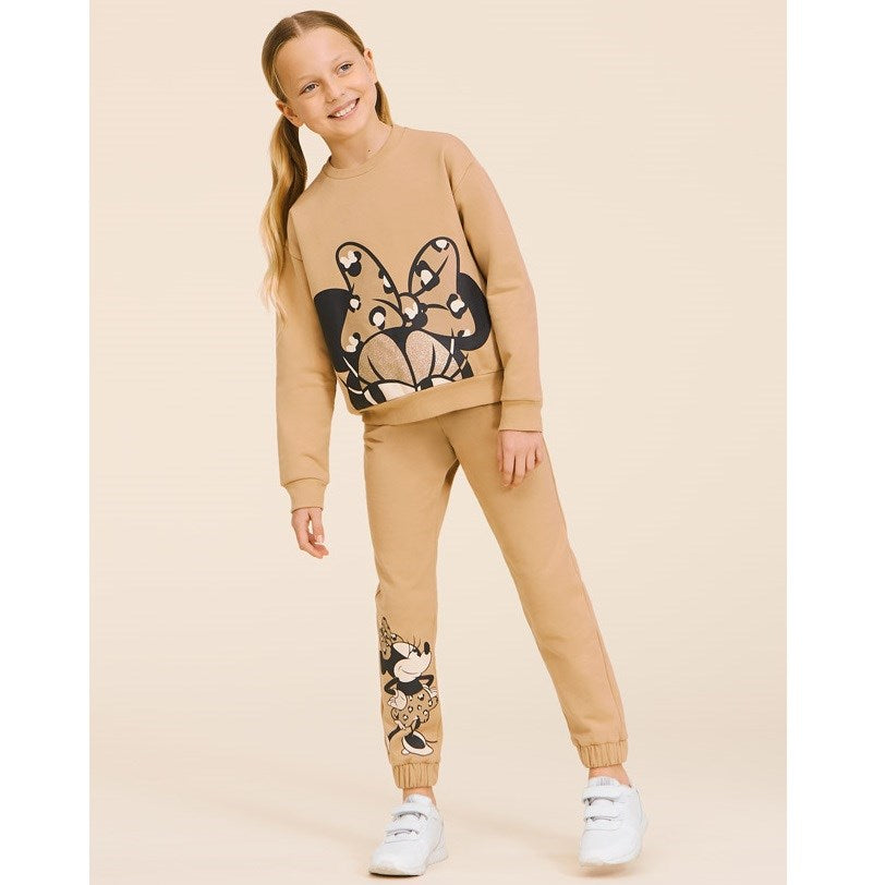 Mayoral Kışlık Kız Kapşonlu S-shirt Eşofman Set - Minnie Bej