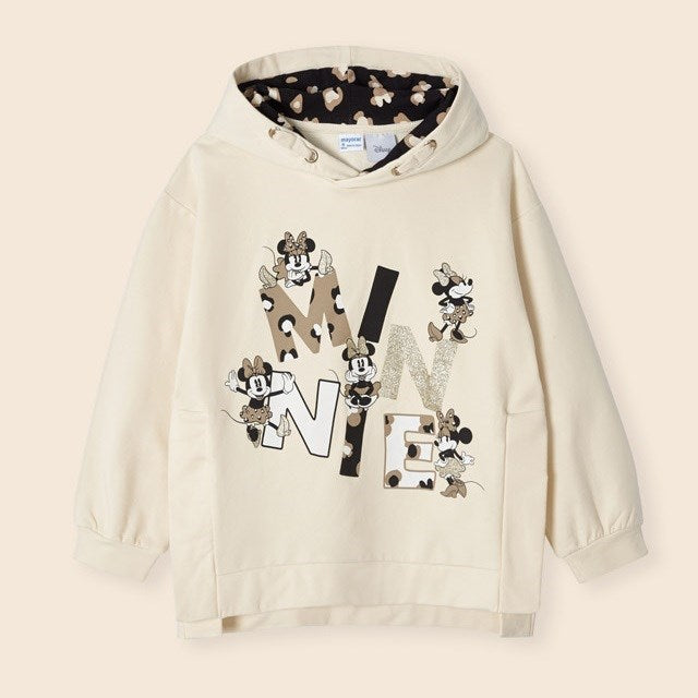 Mayoral Kışlık Kız Kapşonlu S-shirt - Minnie Ekru